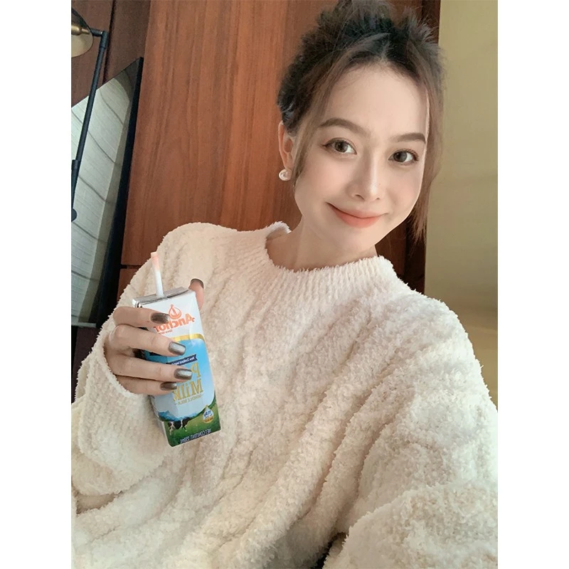 美洋MEIYANG 玛奇朵家居服 云朵绒保暖长袖长裤睡衣两件套针织