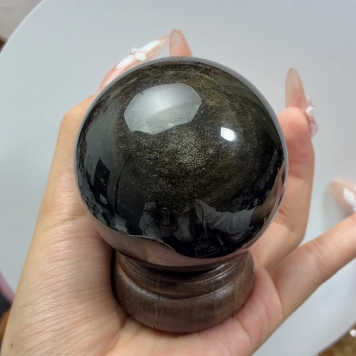 藏***锋黑曜岩未镶嵌珠宝奇石63.8mm