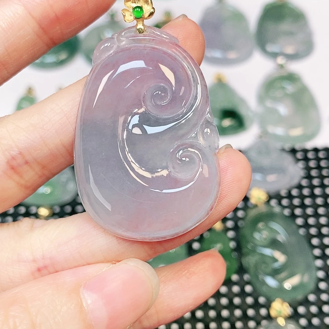 吊坠(不含链)18K金镶嵌翡翠