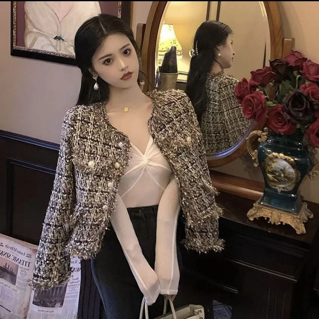 法式名媛小香风外套女秋冬时尚气质百搭高级感短款流苏上衣潮