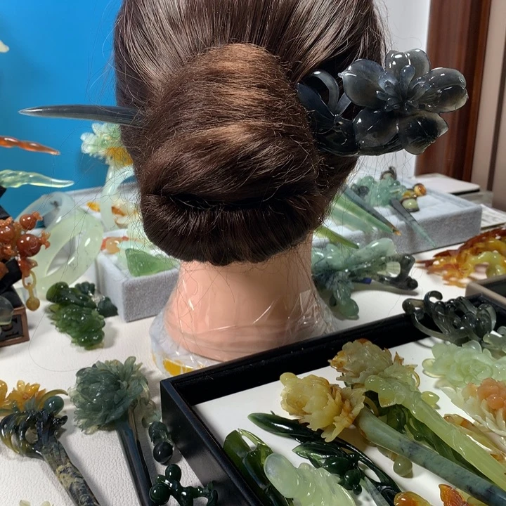 未镶嵌蛇纹石玉发簪