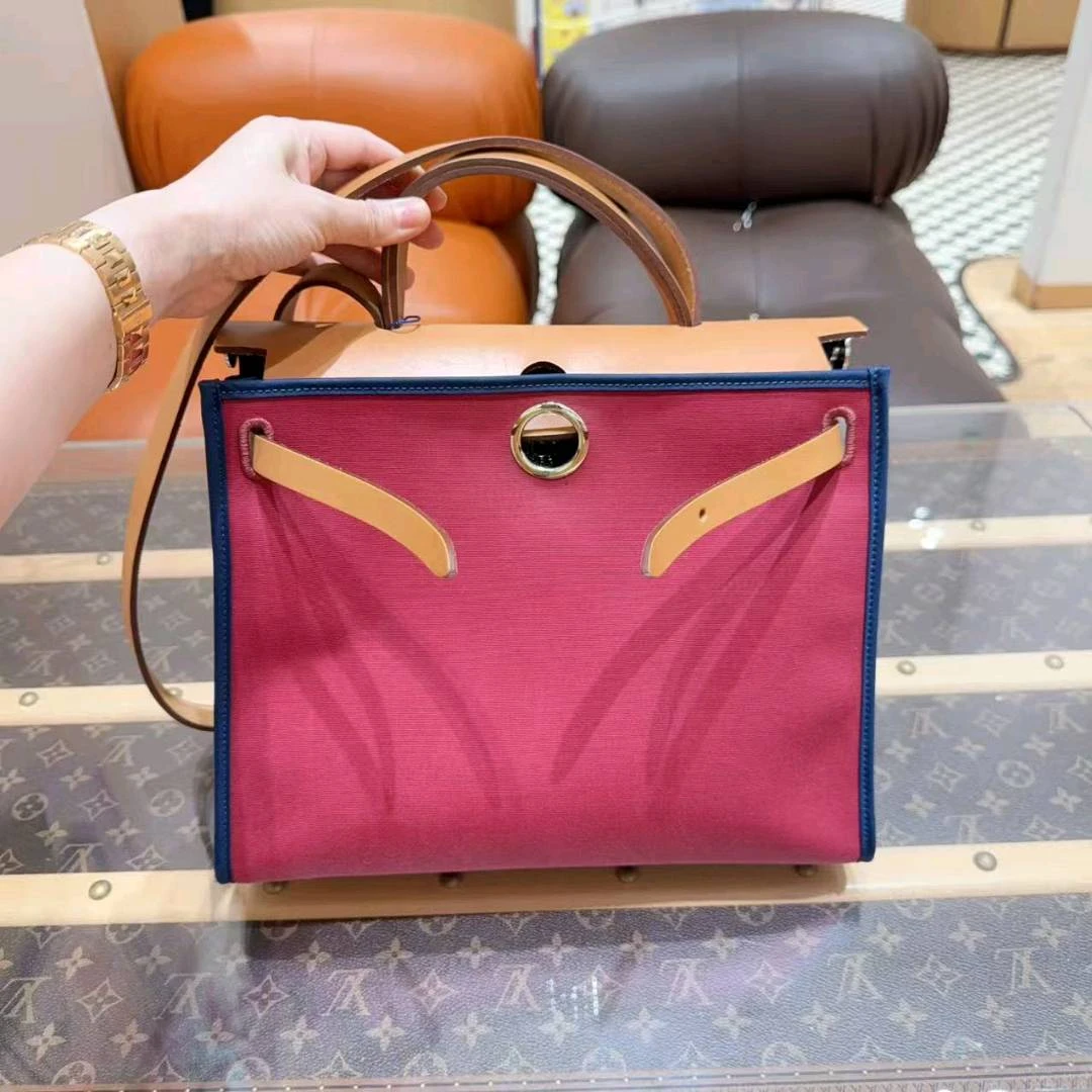 95新 Hermes/爱马仕 爱马仕/herbag31 金棕拼红色 外缝 R刻/箱