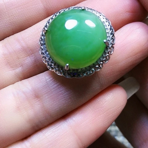 和田玉银S925镶嵌戒指