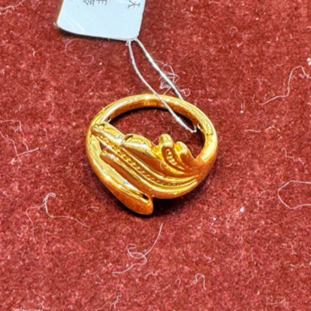 丝路玉海流线戒指足金999高级感设计古风中古百搭轻奢时尚镶嵌