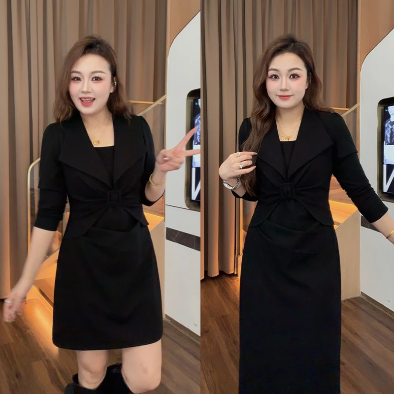 （现现款）花菜微胖定制~【黑珍珠】时尚气质显瘦赫本风法式小黑裙