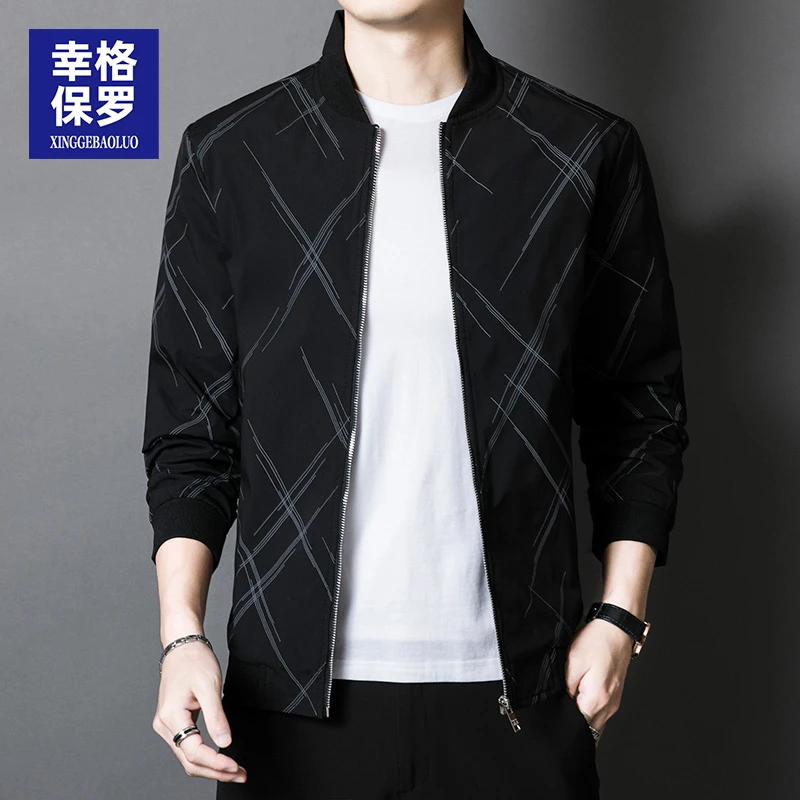 幸格保罗外套男士2025春秋季新款加绒百搭上衣休闲棒球领夹克男装