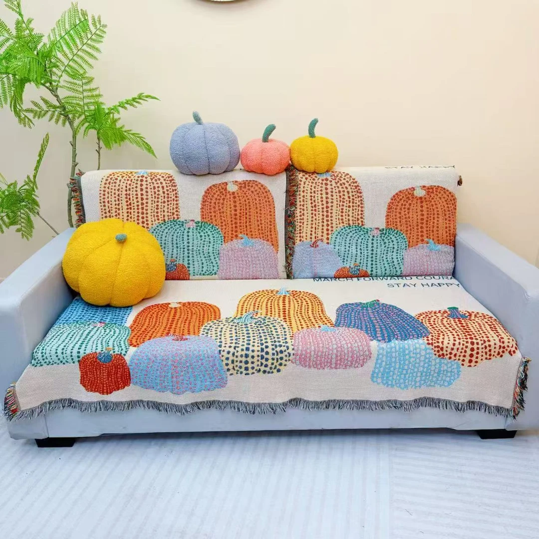 【南瓜加长】90*330cm多功能汉麻加密加厚沙发巾沙发垫