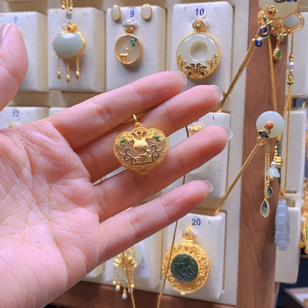 和田玉银S925镶嵌颈饰