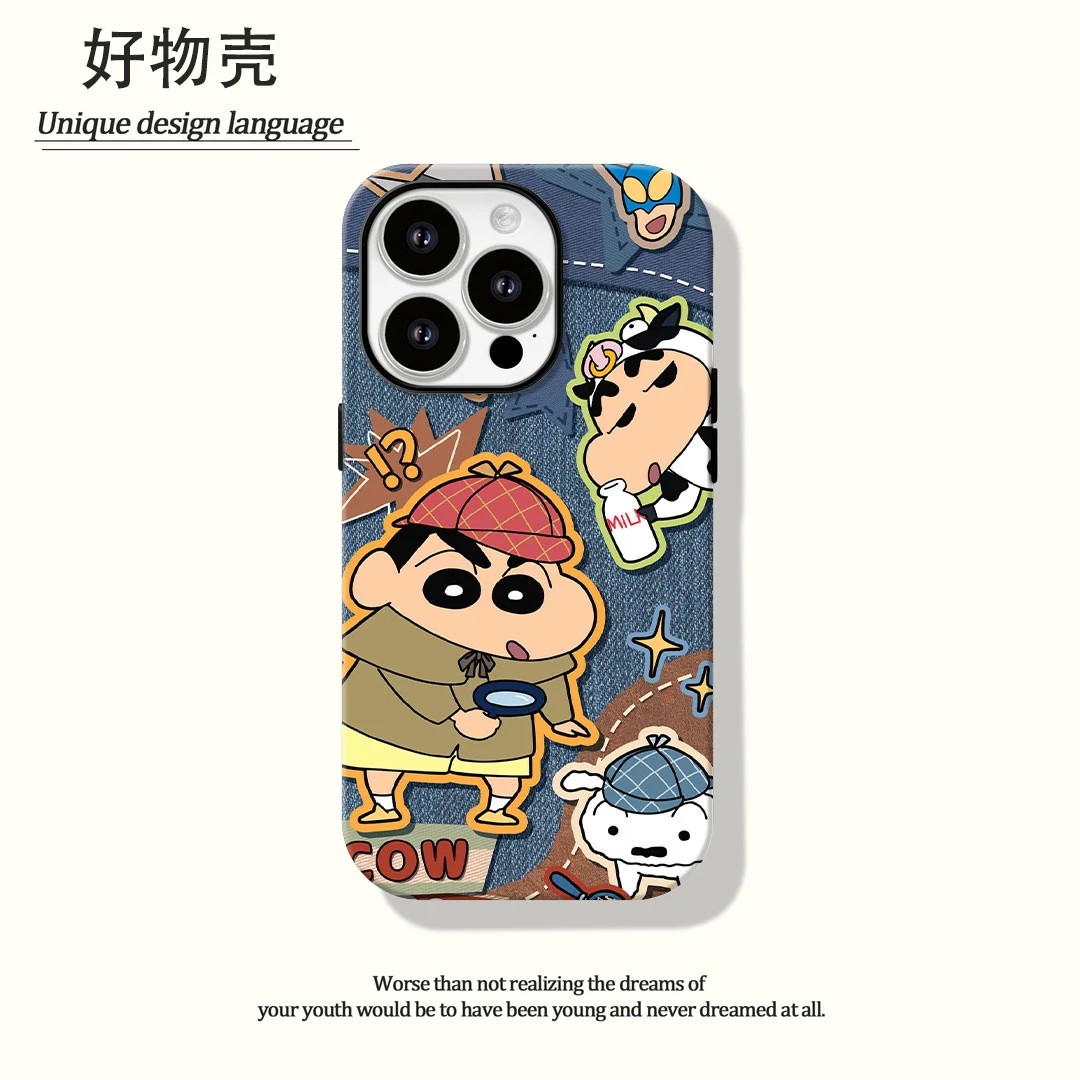 侦探小新菲林二合一适用苹果17promax华为vivo小米oppo手机壳防汗