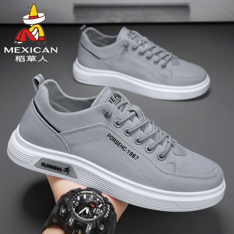 稻草人鞋子男款夏季新款帆布鞋透气百搭学生小白鞋防滑休闲板鞋男