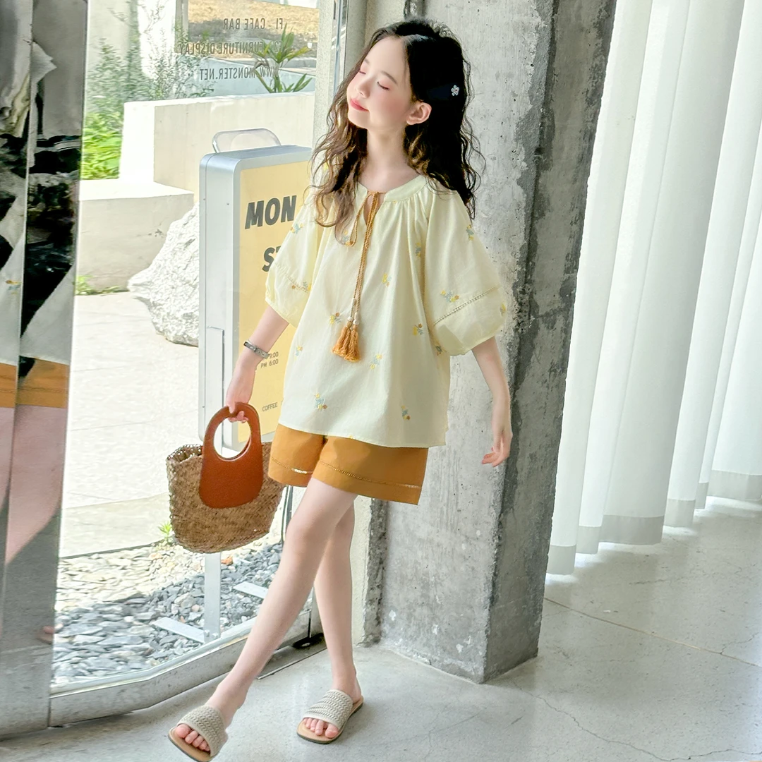 简约潮牌店铺儿童服装2025年新款衣服女童装夏装套装6-12岁高级感