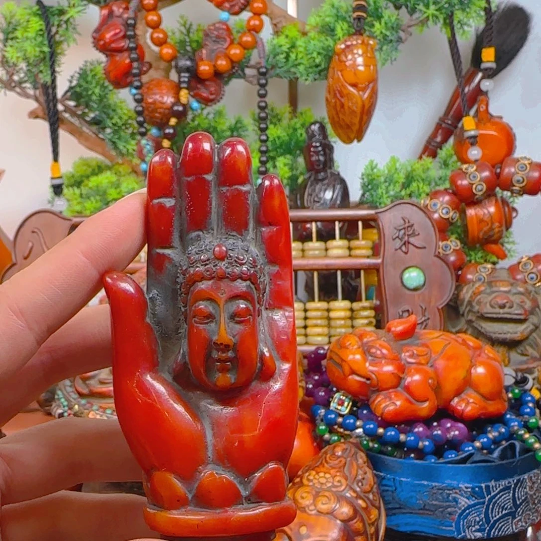 琥珀裸石未镶嵌手把