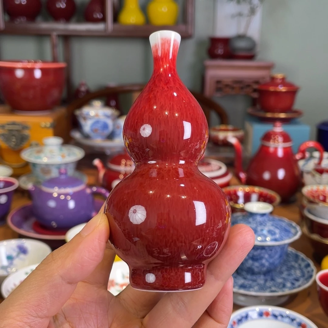 清欢雅玩原矿郎红小葫芦瓶