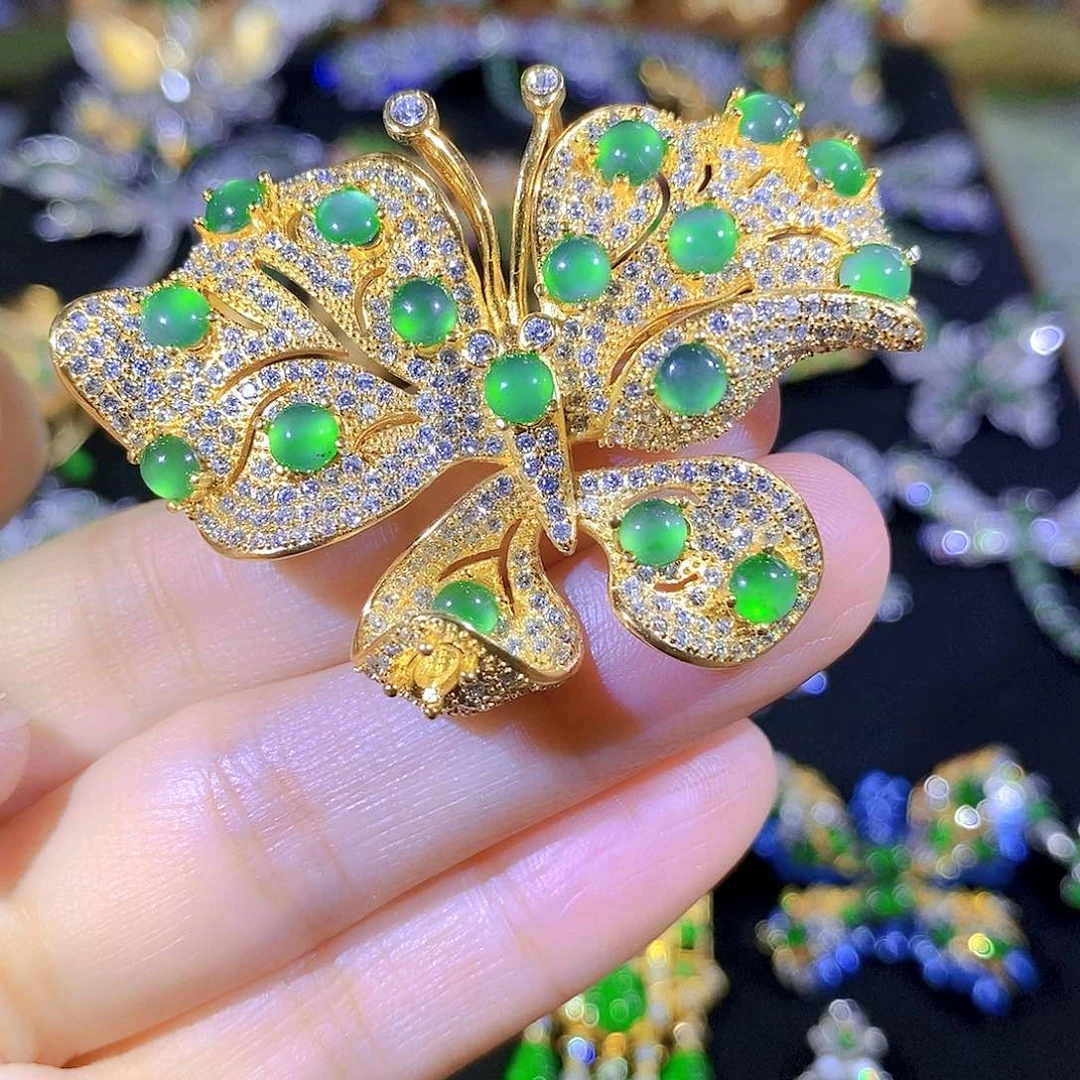 吊坠(不含链)银S925镶嵌翡翠