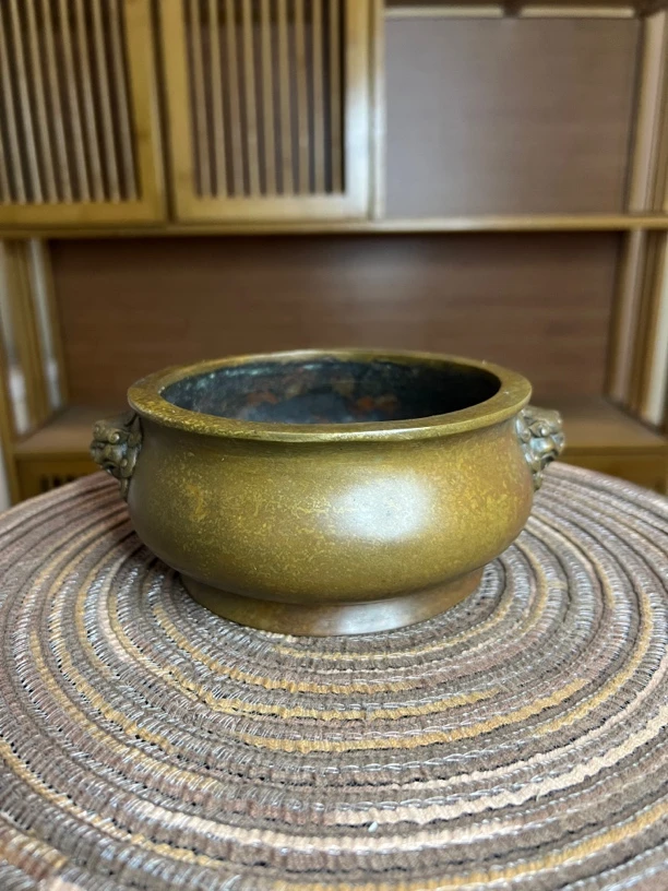 铜香炉深腹狮耳炉中式香薰炉上供线香炉宣德炉全铜炉禅意家用