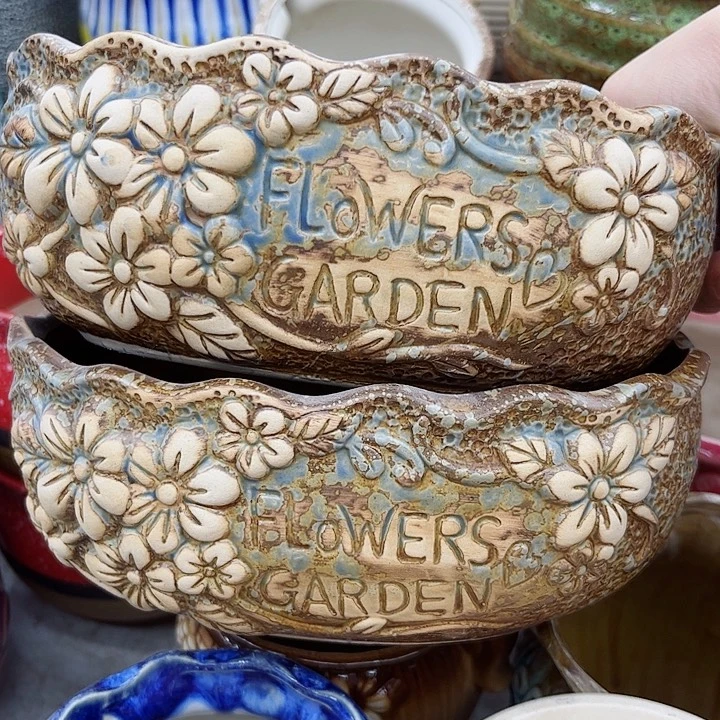 多肉绿植陶瓷花盆9.9包邮，有孔