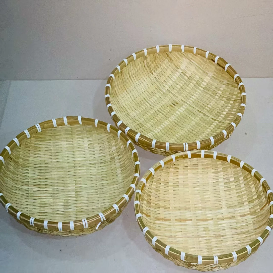 竹青编织馒头收纳筐三件套25+28+30厘米