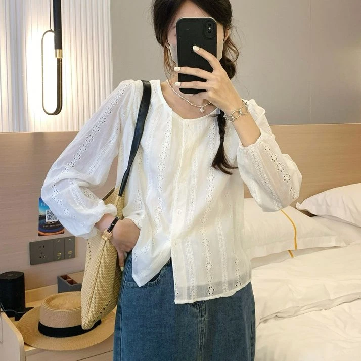 春秋季新款ins衬衫女时尚长袖秋装打底衫气质通勤年轻洋气上衣女