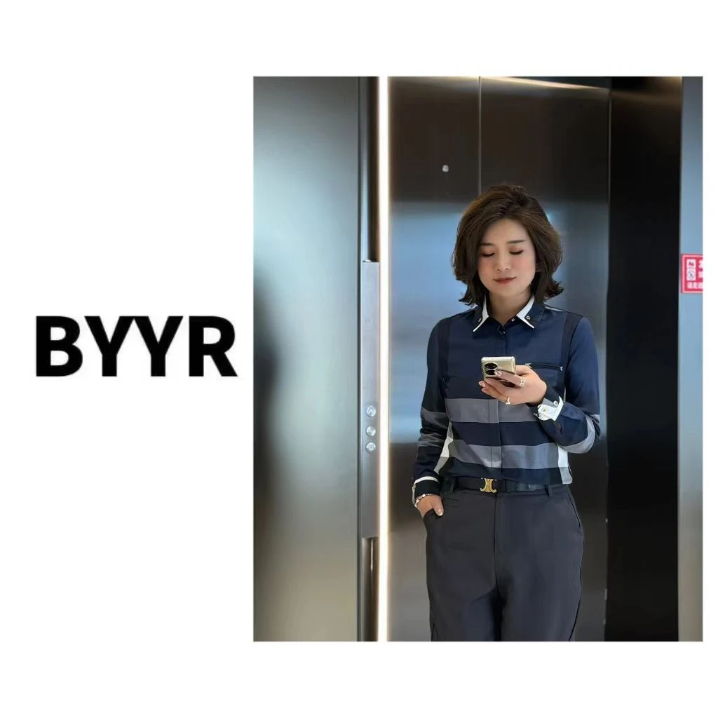 BYYR高定系列春夏款藏青格衬衣（122550）