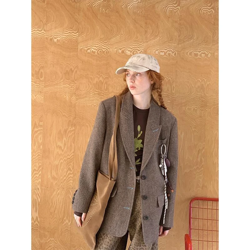 DIDDI MODA 戗驳领毛呢西装外套