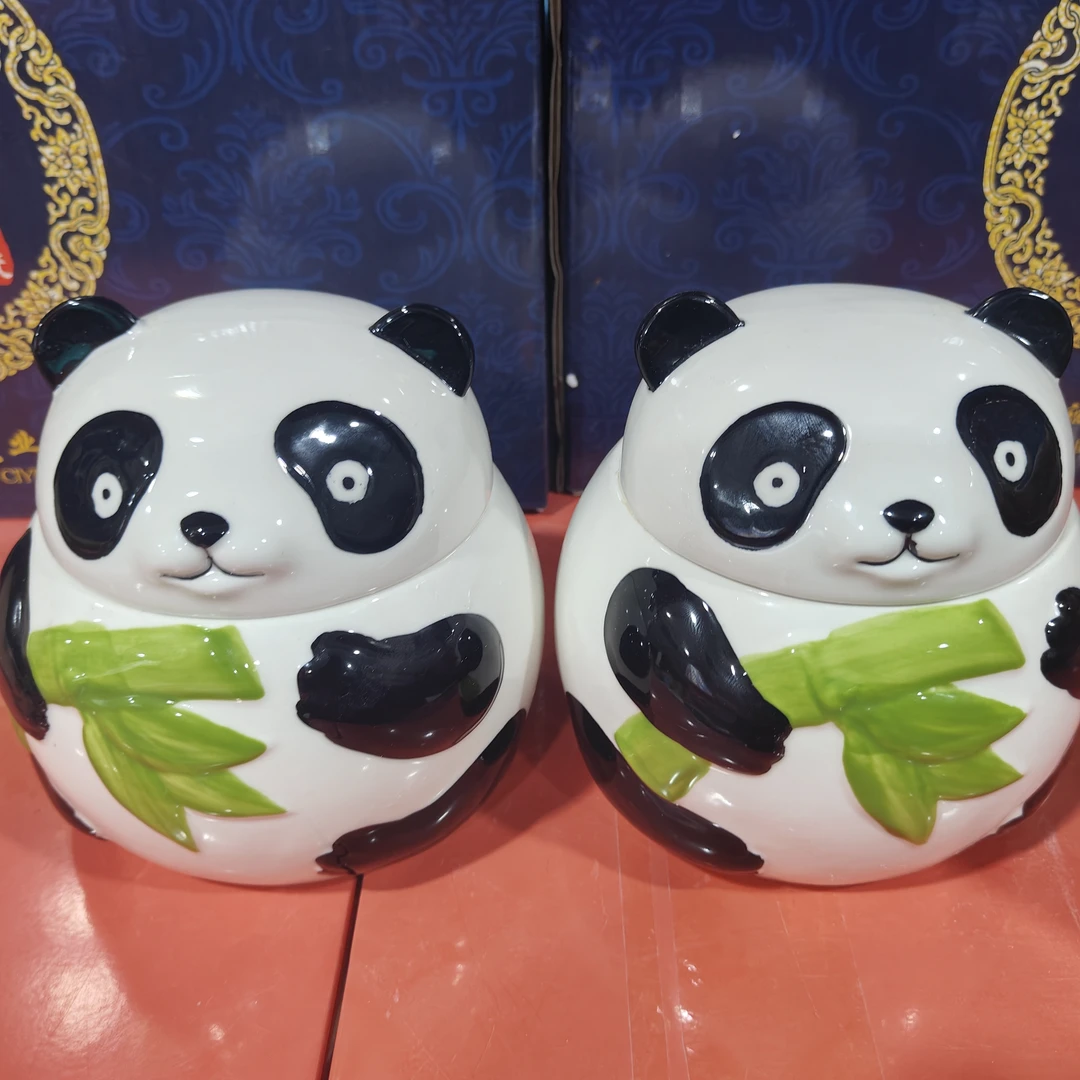 【袁氏瓷业】大号熊猫茶叶罐（一个）