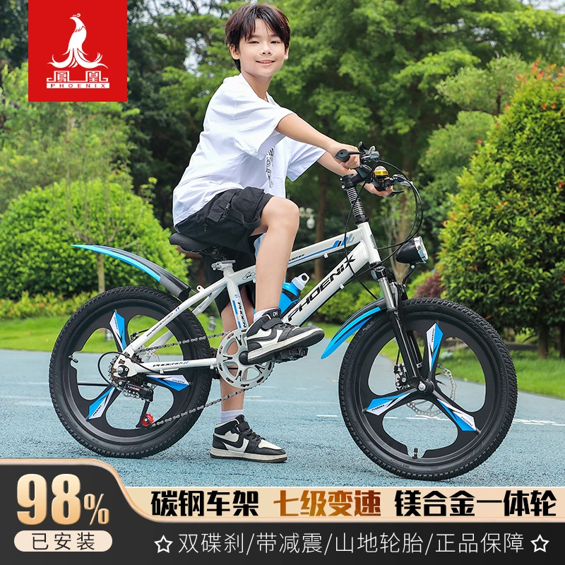 凤凰儿童自行车6-8-10-12-15岁中大童男女孩小学生单车变速山地车