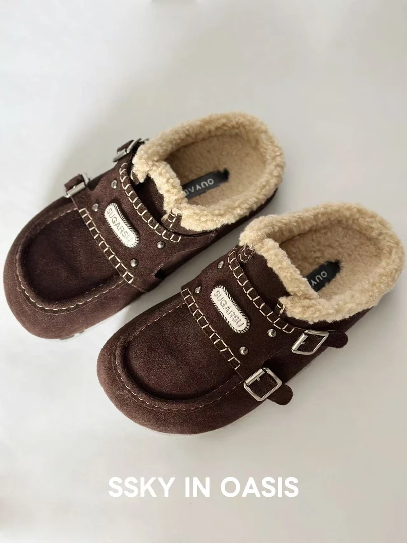 IN OASIS 新款德迅鞋半托羊皮羊毛一体7897