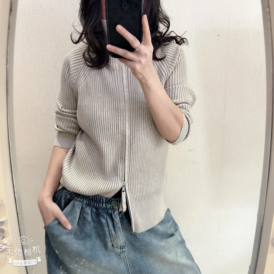 抗起球双开拉链百搭毛衣 衣长65 高弹力 90穿到170斤左右