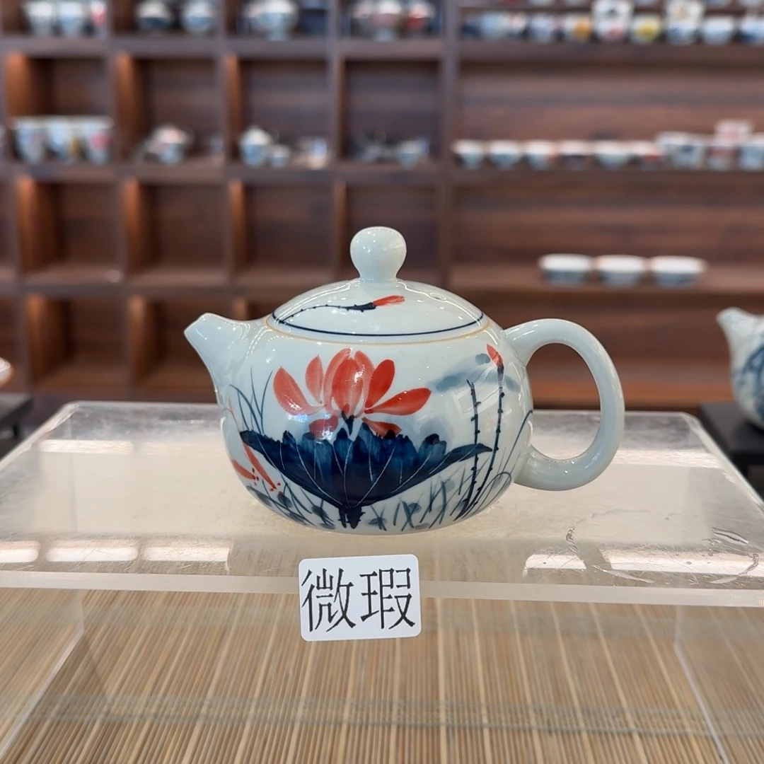 釉下手绘茶具微瑕