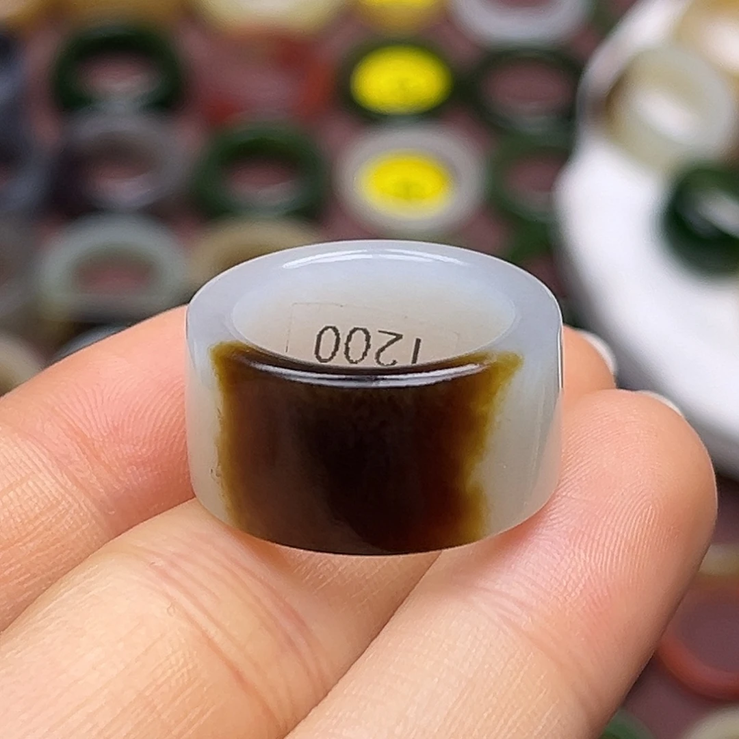 和田玉未镶嵌戒指17.4巧克力黑糖