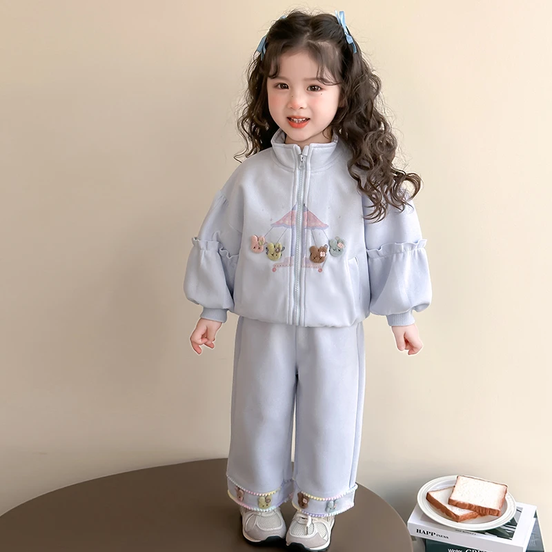 女童套装春秋季2025新款儿童装洋气时髦女孩宝宝炸街韩系穿搭春装