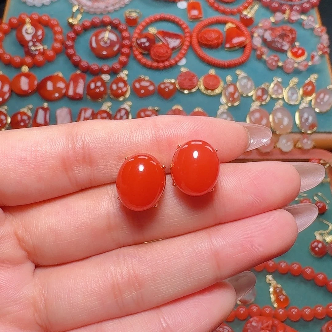 南红玛瑙银S925镶嵌13+