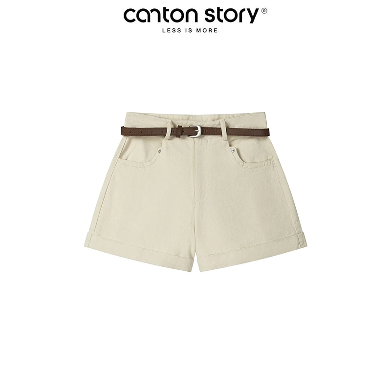 羊城故事 美式复古卷边牛仔短裤高腰热裤 Y2506x配皮带短裤x2029