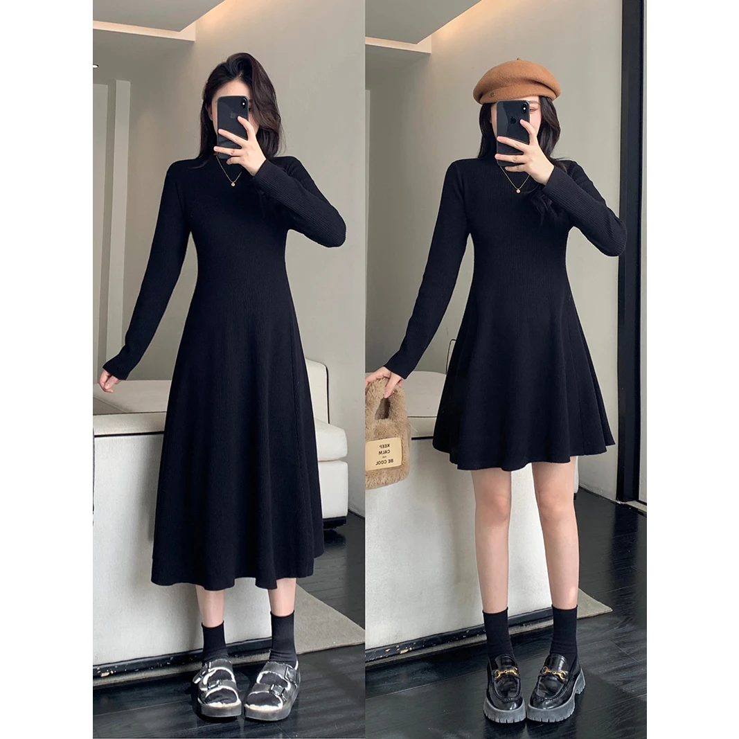 MO88ZSPF2025秋冬新款胖mm大码女洋气显瘦长短款闺蜜装针织连衣裙