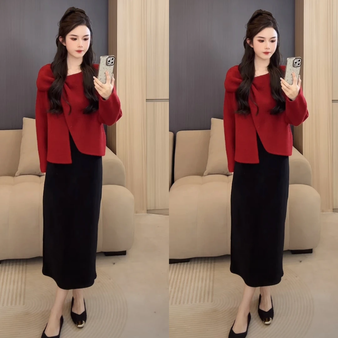 秋冬大提蝴蝶结软糯气质女人性感针织毛衣