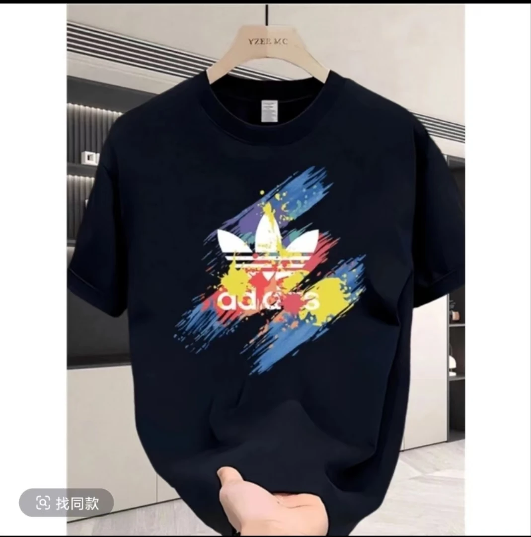 220g棉夏季圆领宽松短袖男女同款情侣装百搭时尚运动简约潮流-D13