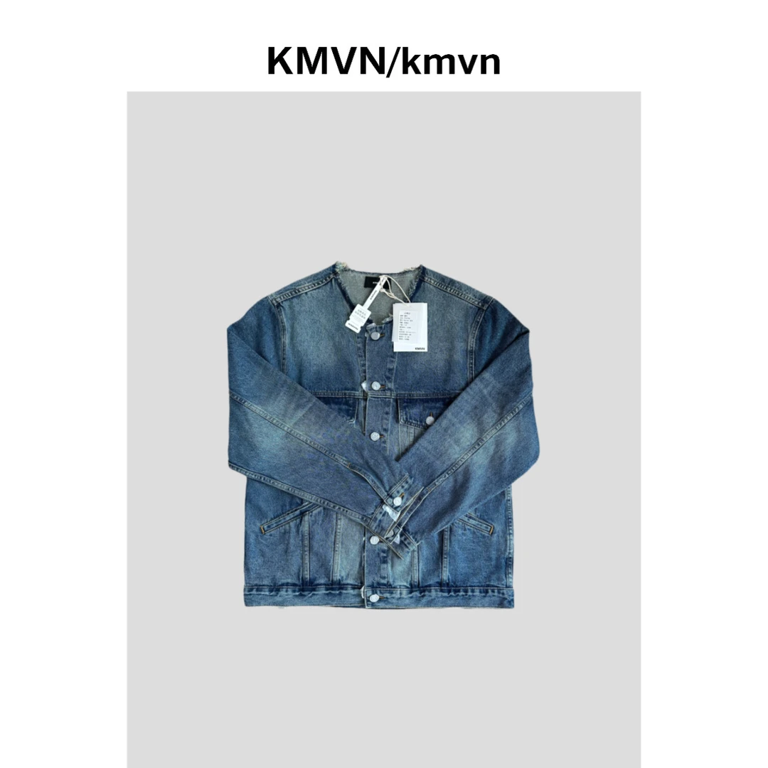 【麻吉】秋季时尚无领毛边牛仔外套 早秋新款 男女同款