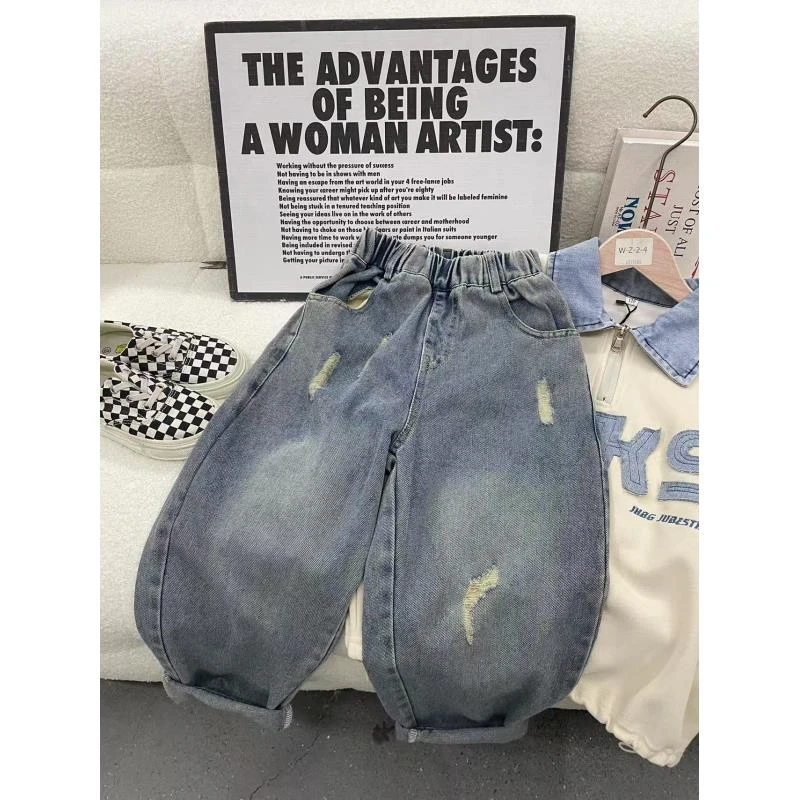 501110《现》优选韩版儿童休闲舒适洋气洋气春款百搭牛仔裤