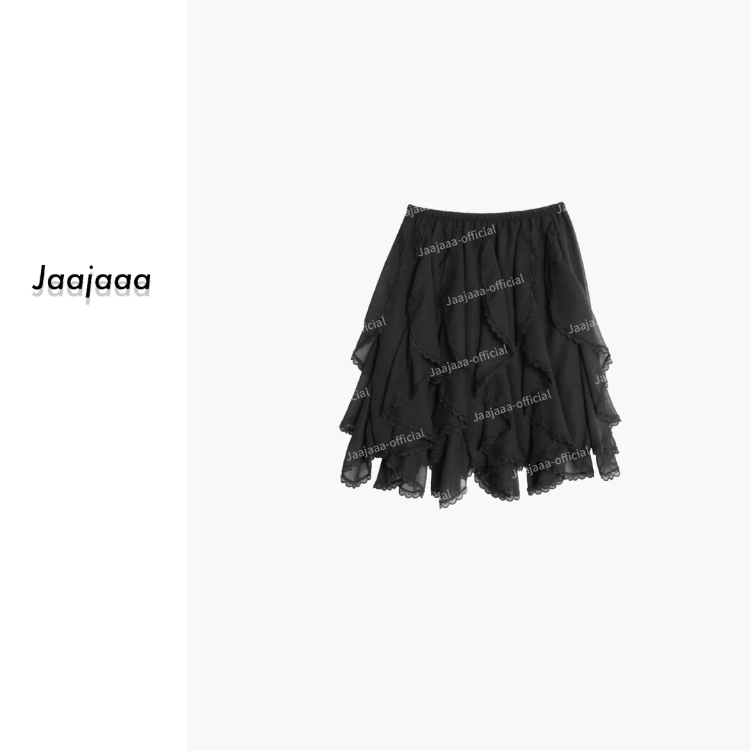 Jaajaaa多里斯夜  设计感显瘦重工法式不规则花边百搭半身裙/AHHG