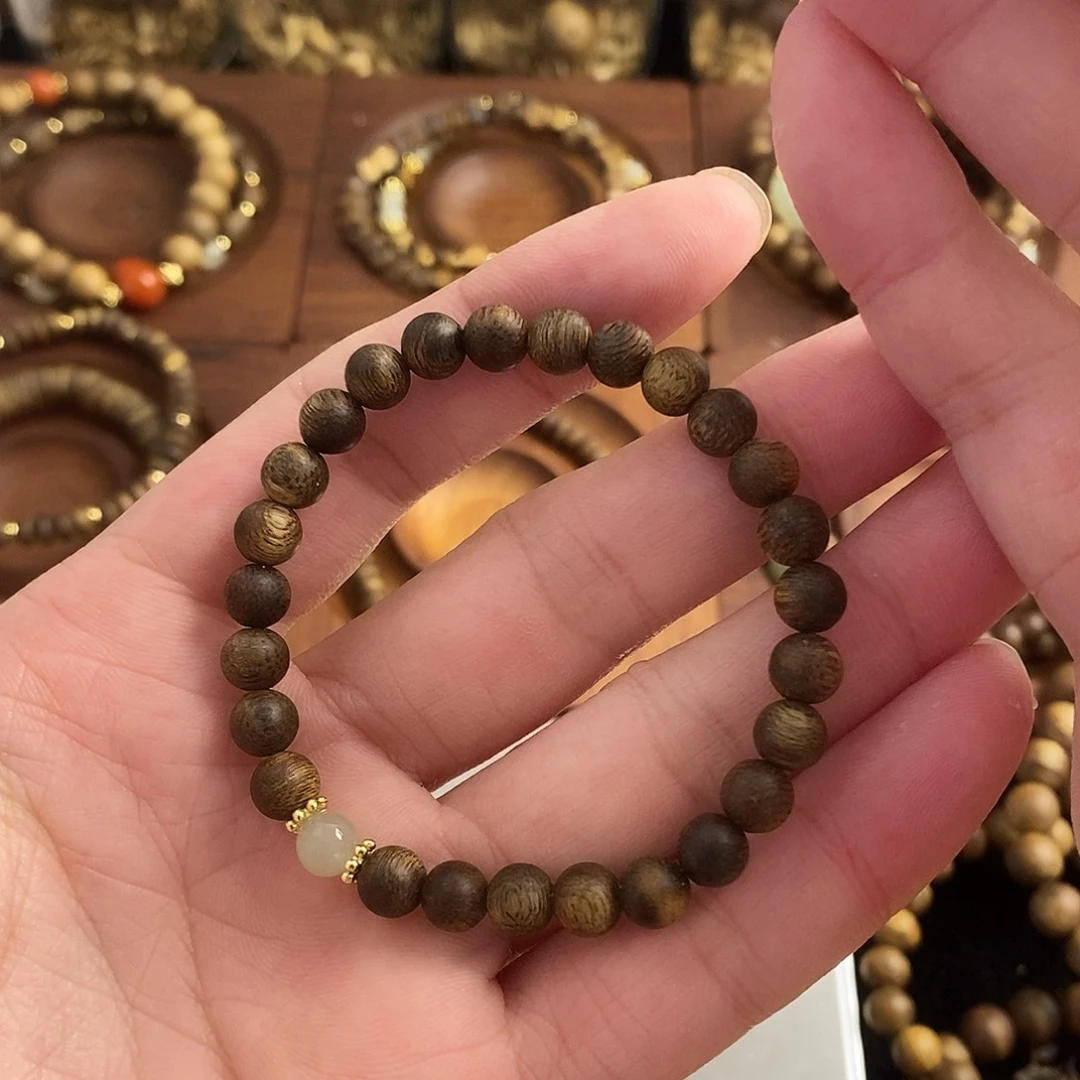 手串未镶嵌沉香0.6单圈沉香手串搭配和田玉