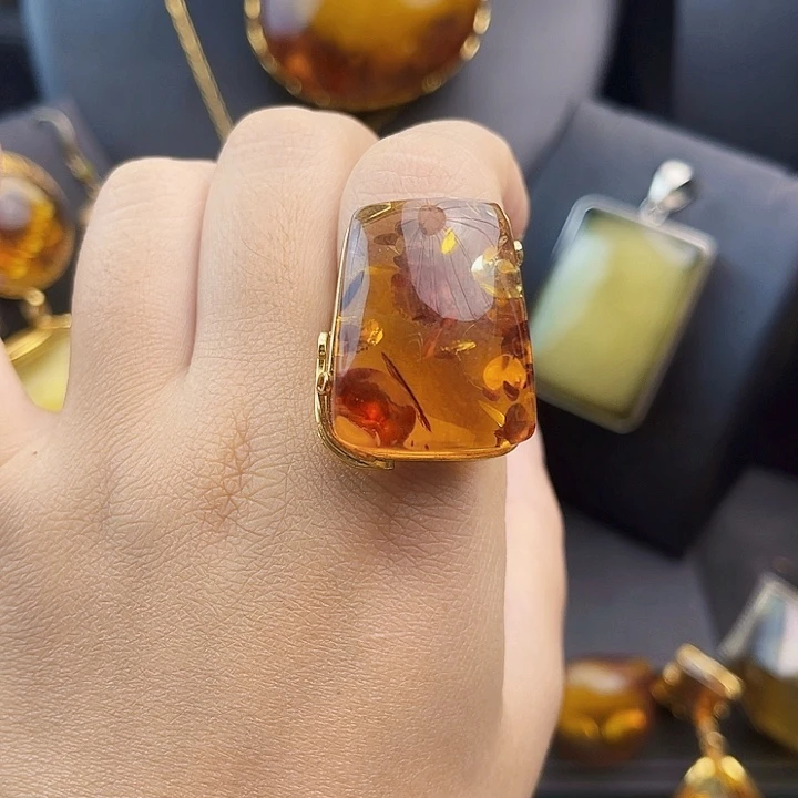 琥珀银S925镶嵌裸石