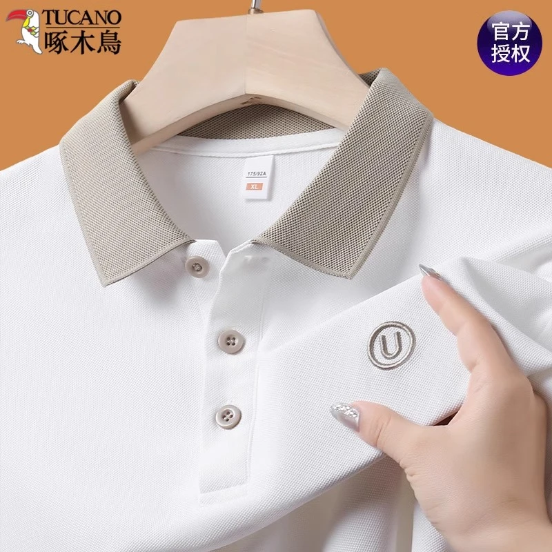 TUCANO/啄木鳥polo衫男士2025新款夏季透气短袖翻领t恤纯色刺绣潮