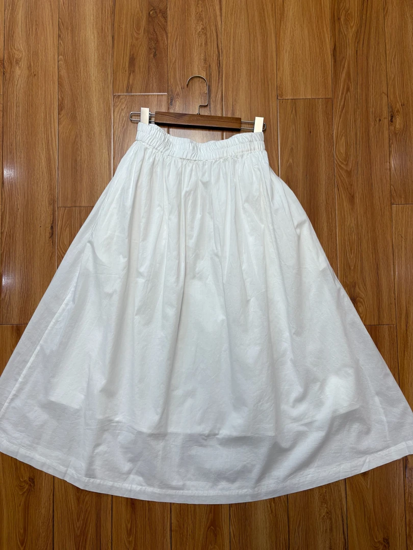 日单简约风纯棉松紧腰半身裙