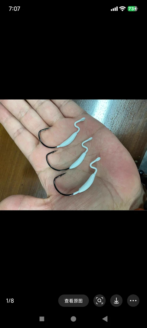 日系欧娜腰果曲柄钩2/0号腹铅配重曲柄钩一包发10个。