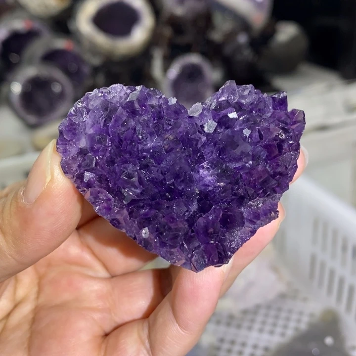 未镶嵌珠宝半成品水晶紫晶爱心