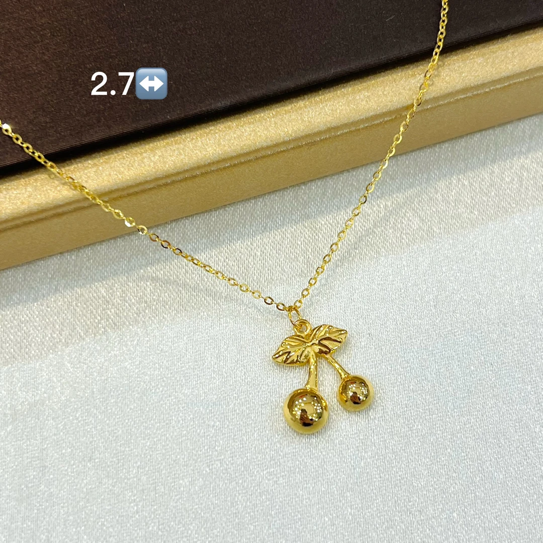 足金999光面樱桃套链可爱甜美送女友送女孩