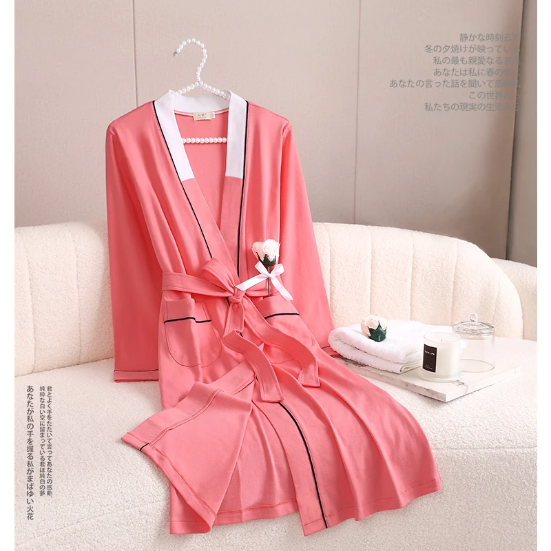 2025新款睡袍女士秋季长袖时尚薄款中长款浴袍休闲家居服晨袍浴衣