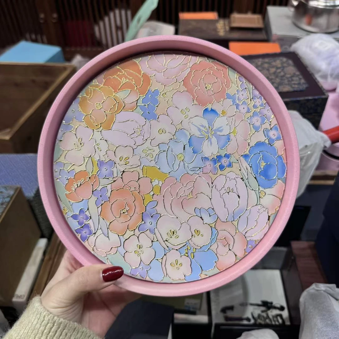 描金陶瓷圆形吸水茶盘  4710