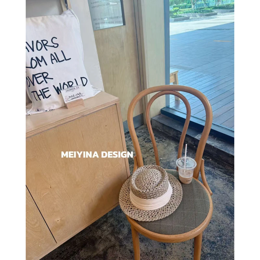MEIYINA定制 手作复古天然草编帽出游度假遮阳帽