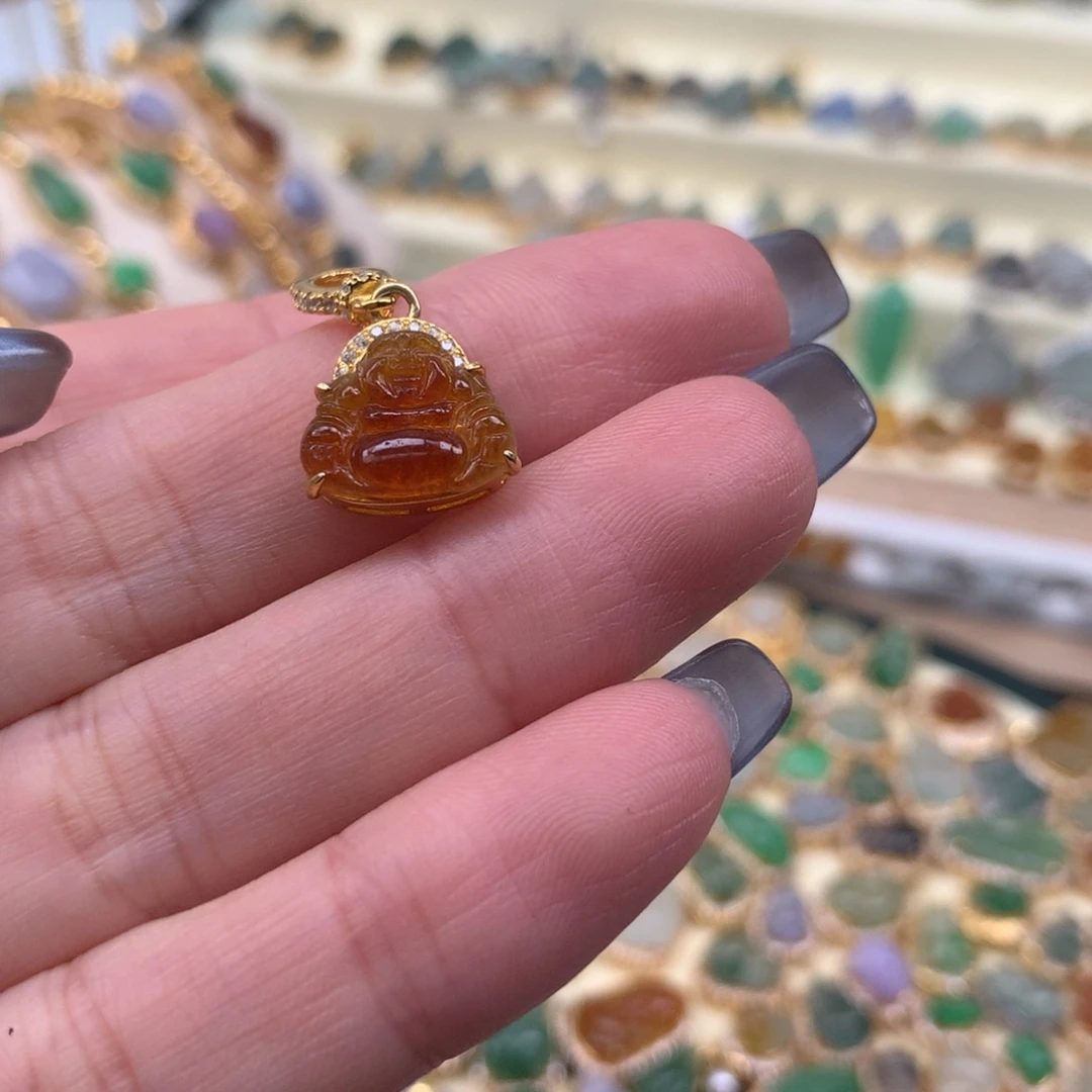 翡翠银S925镶嵌颈饰佛公